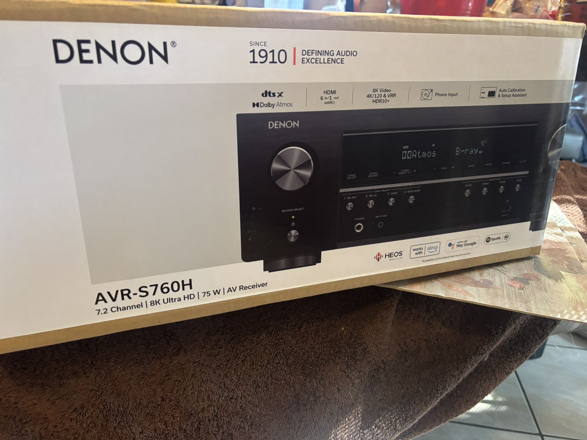 Denon AVR-S760H 7.2 Ch Receiver – 8K Ultra HD, Dolby Vision, 3D Audio, Alexa/Google Voice Control