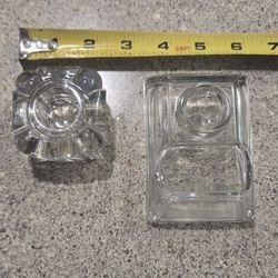 2 Exquisite Cut Glass Ink Wells