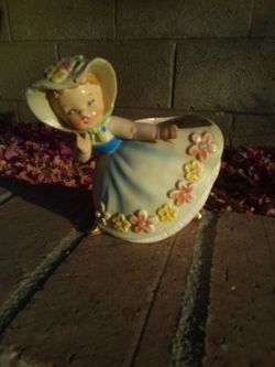 Ceramic Bonnet Pixie Girl Planter
