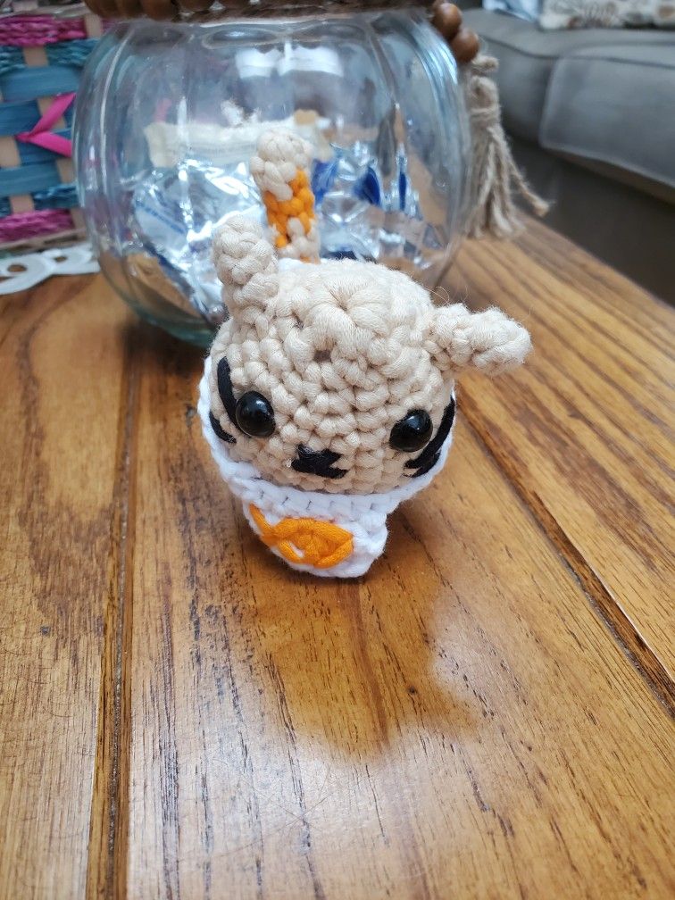 Crochet Cat With Fish Bib