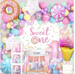 1st Birthday Decorations for Girl, 128pcs Sweet One Birthday Party