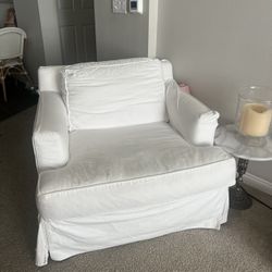 White Slip Covered Accent Chair