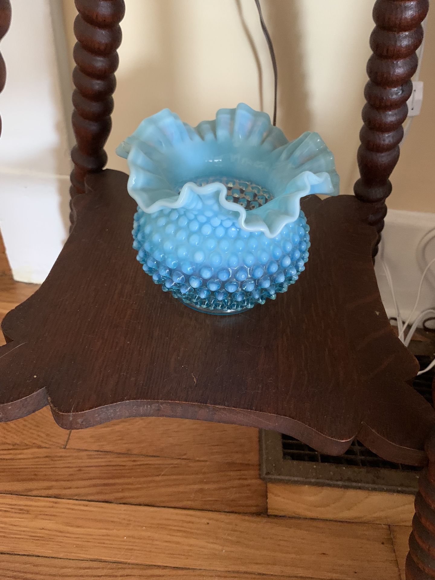 Antique Blue Fenton Hobnail Vase