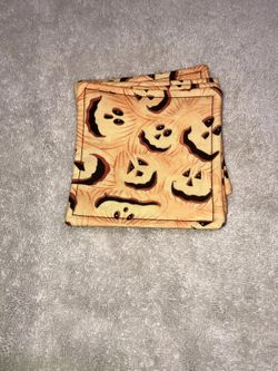 Handmade Machine Sewn Halloween Pattern Set Of 4 Coasters — 4”x4.5”