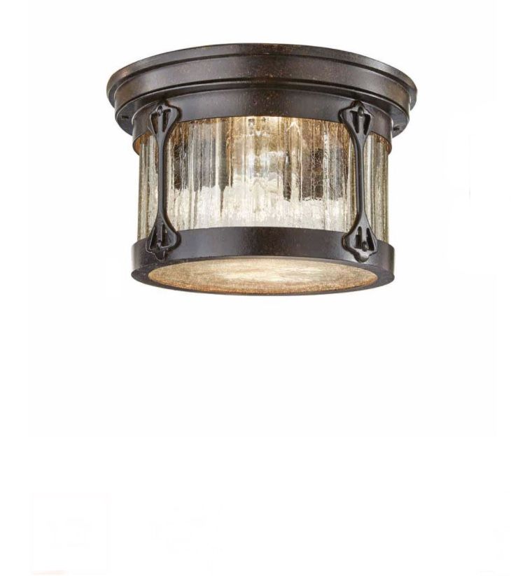 Lamont 2-Light Chestnut Outdoor Flushmount by Home Decorators Collection