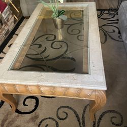 Center Table  Glass And Stone  