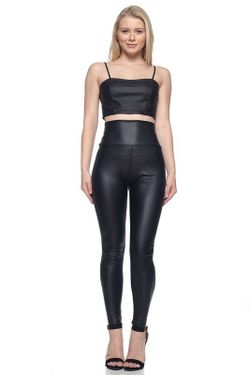 High waist faux leather legging