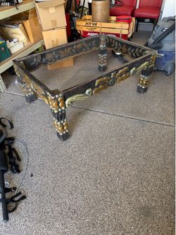 Ornate Glass Top Coffee Table