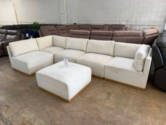 Cream Henredon 6pc Sectional Couch