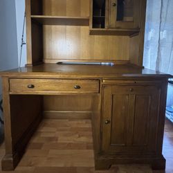 Sturdy Refurbished Wooden Desk with Electrical System