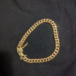 Authentic 10 K Gold Cuban Bracelet Link 