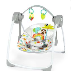 Bright Starts Playful Paradise Portable Compact Baby Swing with Toys