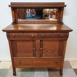 Antique Oak Sideboard Server With Mirror By Martin Furniture Co Hickory NC