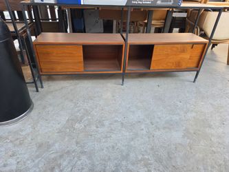 NEW Mid-Century Wood and Metal Credenza