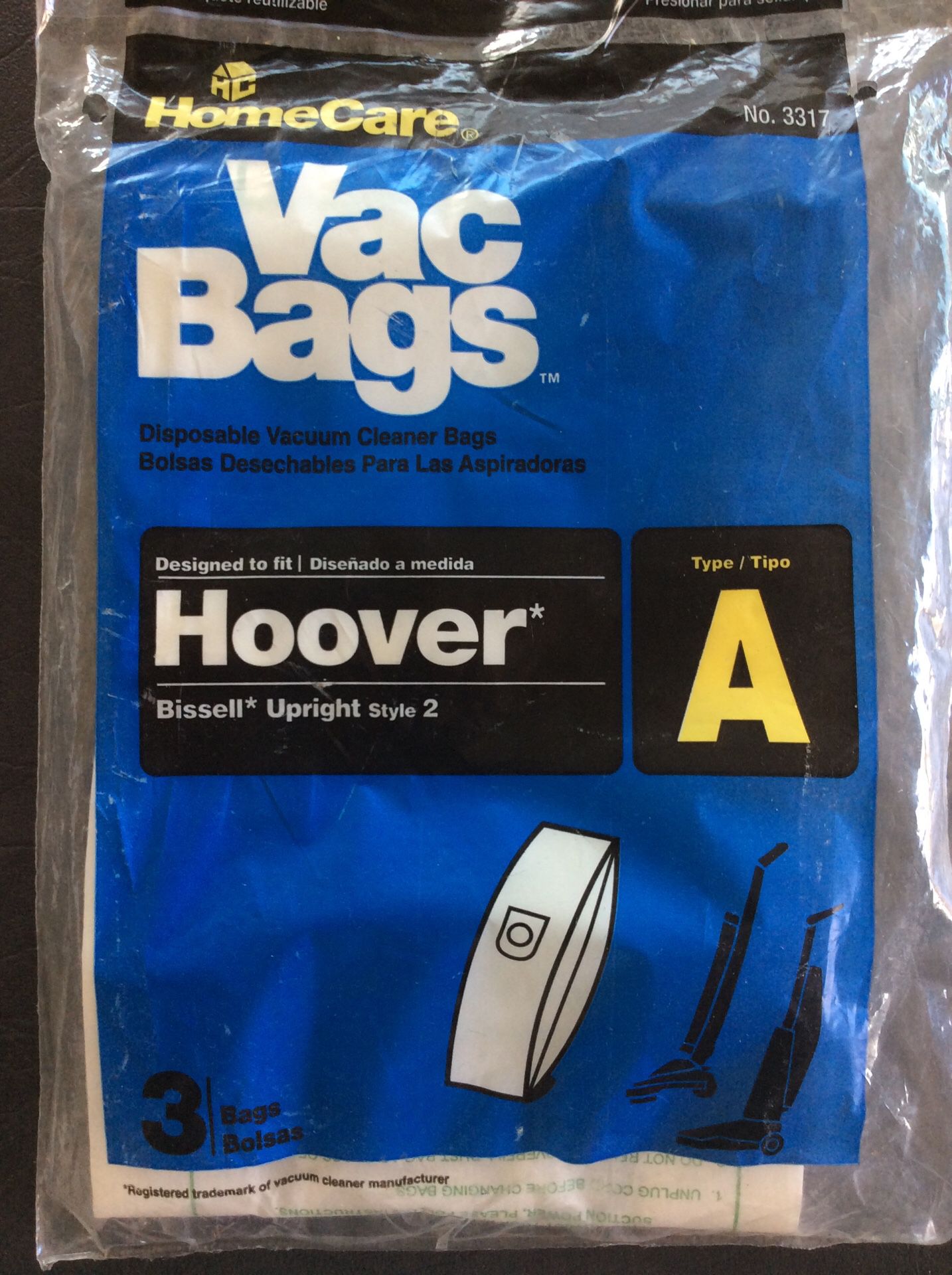 2-dispossable vacuum cleaner bags for Hoover Bissell Upright Style 2 (Type A)