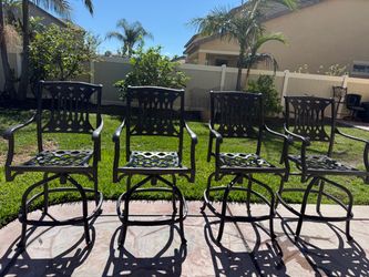 set of 4 heavy cast aluminum hanamint outdoor patio bar stool