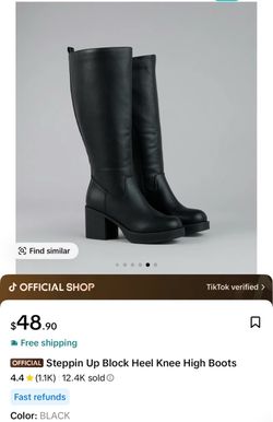 Block Heel Knee High Boots