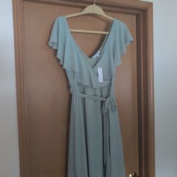 Baltic Born Sage Green Wrap Dress, Size XL