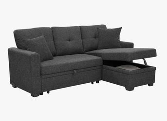 Barrientez 85” Upholstered Square Arm Sleeper L-Shaped Sofa Bed