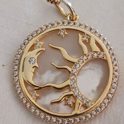 Mother Pearl Pendant Sun  And Moon