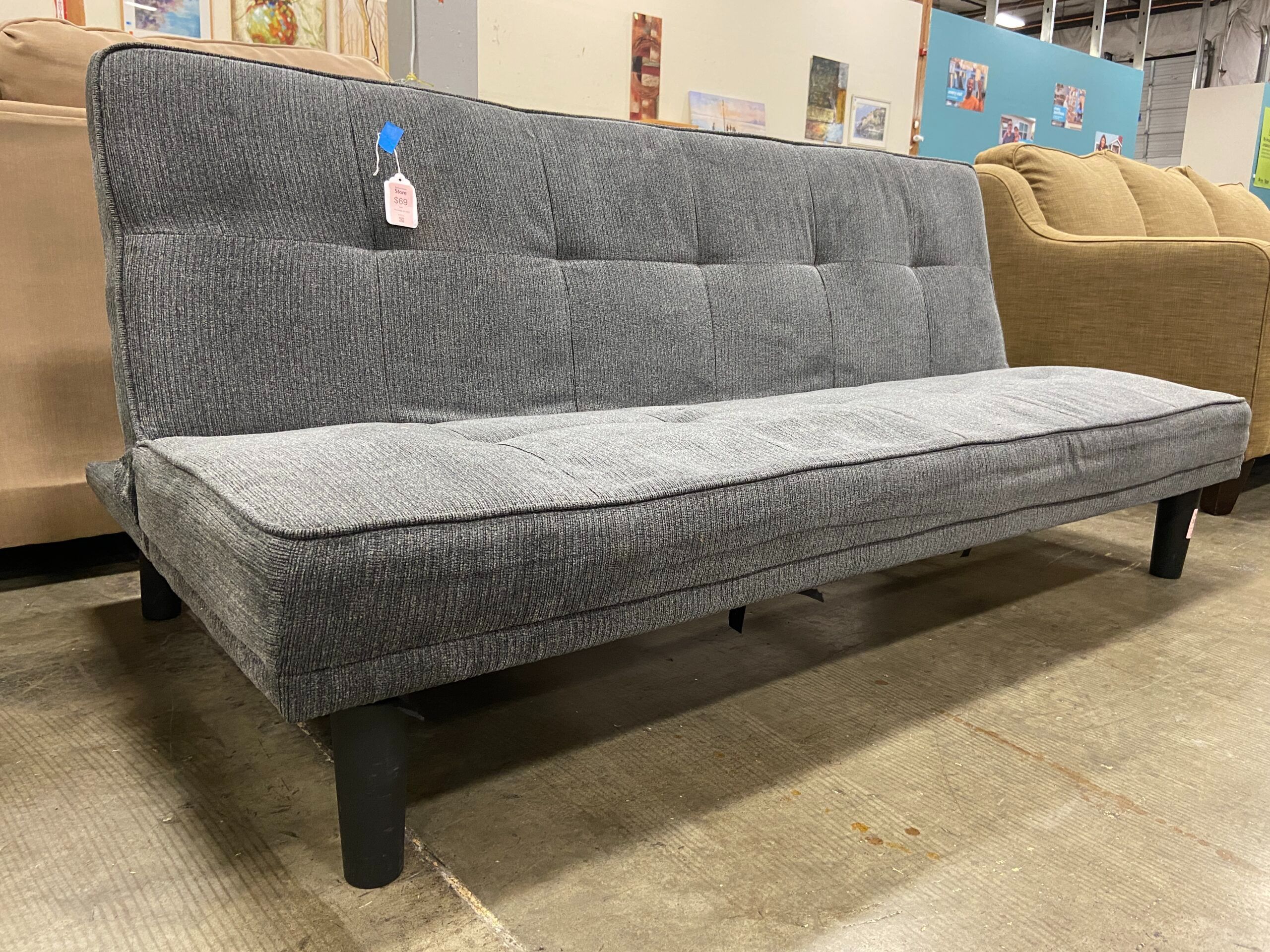 Grey Chenille Convertible Sleeper Sofa