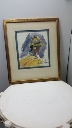 Watercolor painting framed in old Hartford.
