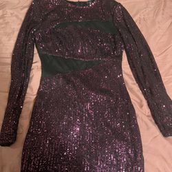 Purple Shiny See Thru Dress Medium 