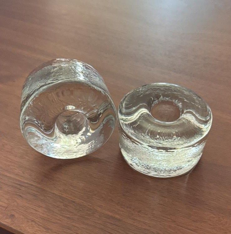 Vintage Blenko Handmade Candle Holder Set