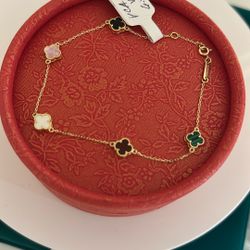 18k Real Gold Multicolor Gem Good Luck Motif Bracelet 