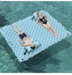 Lake Floats For Adults With Pool Hammock, 114” X 72” Giant Inflatable Mat