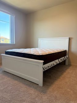 Queen Solid Wood Bed With Mattress $540