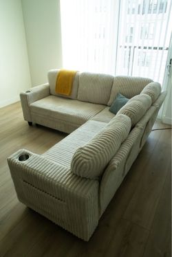 Sectional Sofa with Pull-Out Bed & Storag