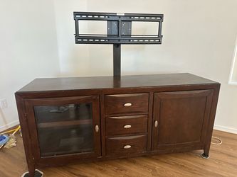 Dark Wood TV Stand with Mount