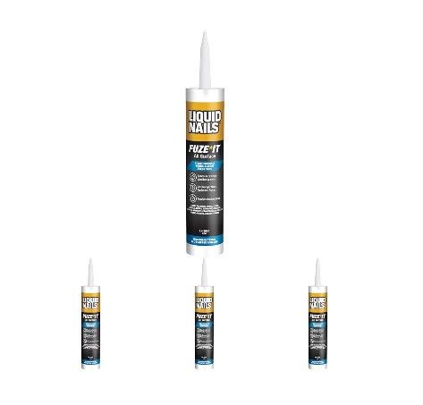 Liquid Nails LN-2000 FuzeIt All Surface Construction Adhesive (9-Ounce), Gray (Pack of 4)