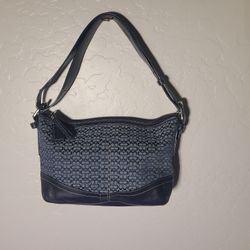 Coach Purse Rare East West Navy Blue Convertible 