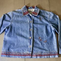 Chicos Design vintage Beaded 90’s Denim Jacket (size 1)