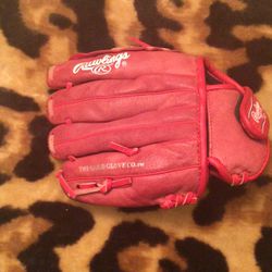 Rawlings Kid’s Left Hand Baseball Glove ( Red)