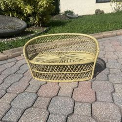 Wicker Rattan Doll Love Seat/Plant Stand