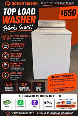 Commercial Heavy Duty Speed Queen Washer Delivery available