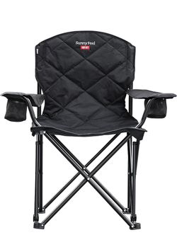 SUNNYFEEL XXL Oversized Camping Chair Heavy Duty 800 LBS for Big Tall People Padded Portable Folding Quad Lawn Chairs with Armrest Cup Holder & Pocket