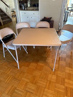 Gray Padded Card Table & Folding Chair