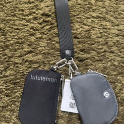 New Lululemon Dual Pouch Wristlet Black And Gray