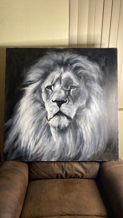 84x 84 great lion head painting