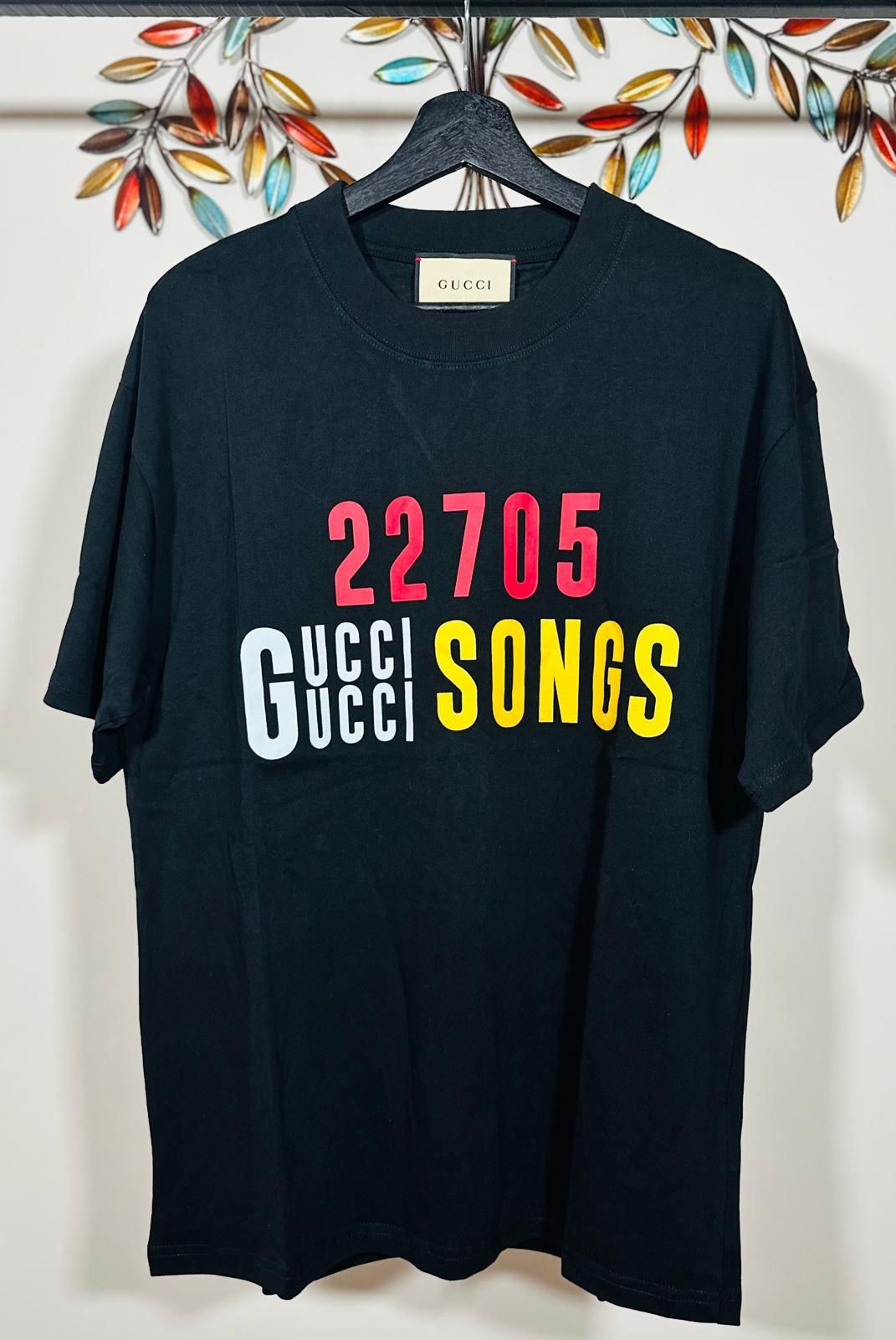 GUCCI 22705 Gucci Songs, Print T-shirt In Black !!!