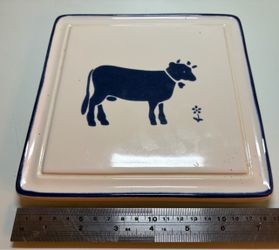 Pfaltzgraff Vintage County Fair Cow Square Trivet 7.5 x 7.5