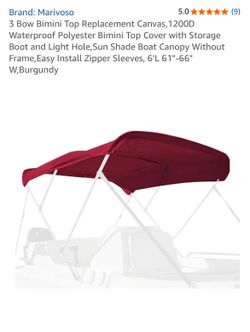 Marivoso 3 Bow Bimini Top in Burgundy Replacement Canvas Only