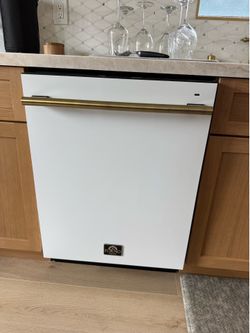 Like New FORNO Espresso Dishwasher | Matte White | Brass + Stainless Handles