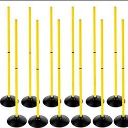 Soccer Agility Poles Set Detachable Sports Trainning Speed Pole Slalom Poles with with rubber base  support, 12 pk