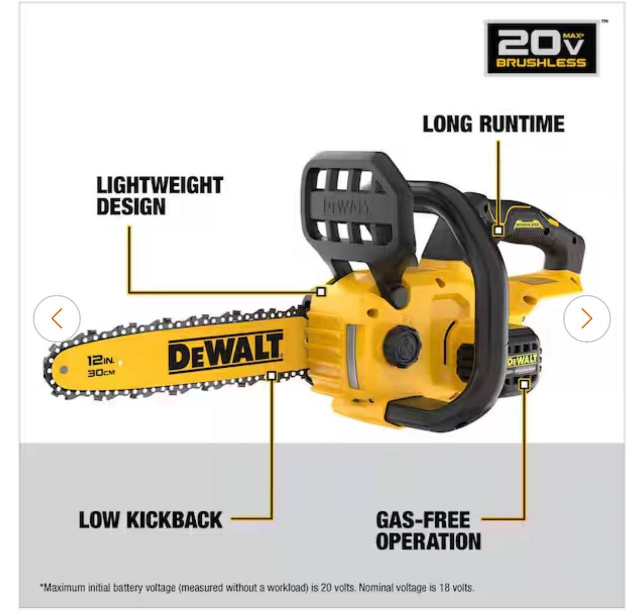 Dewalt 12 In 20v Chainsaw Tool Only