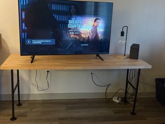 IKEA KARLBY Oak Countertop Desk / TV Stand  with Industrial Pipe Legs